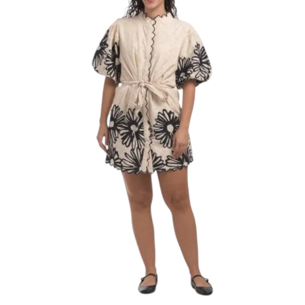 Elizabeth James The Label Daisy Short Sleeve Eyelet Mini Dress